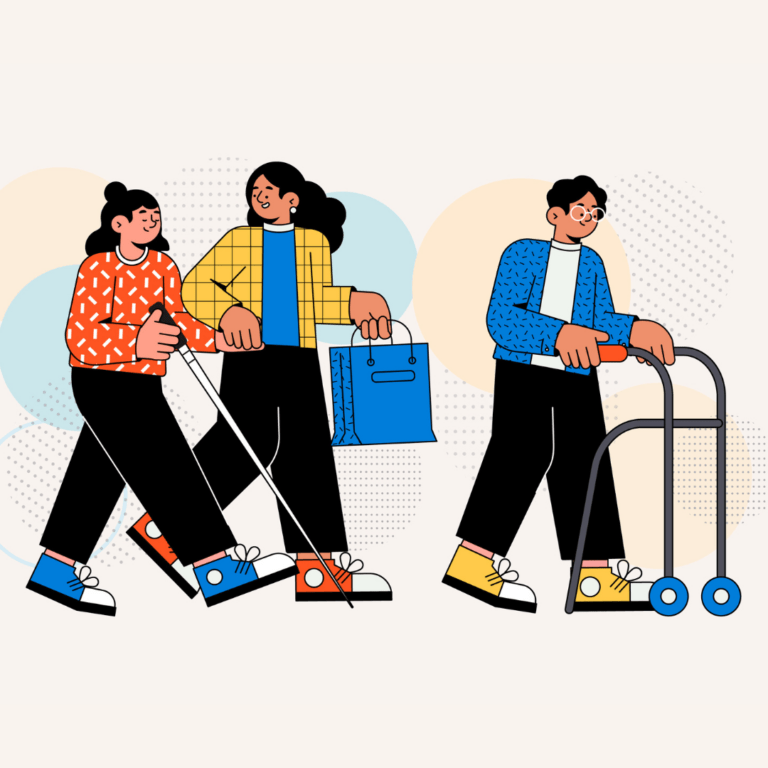 Illustratie van verschillende mensen met een handicap