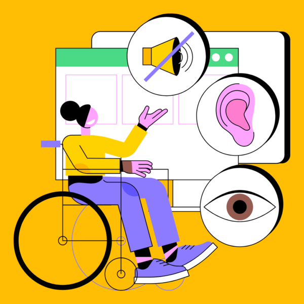 Illustratie van toegankelijkheidsfeatures op een website.