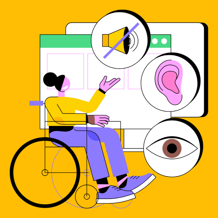 Illustratie van toegankelijkheidsfeatures op een website.
